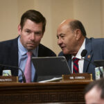 Nov 15, 2023; Washington, DC, USA; Congressman Eric Swalwell (D-CA) and Congressman Lou Correa (D-CA) during the “Worldwide Threats to the Homeland” hearing by the House Committee on Homeland Security on Wednesday, Nov. 15, 2023.